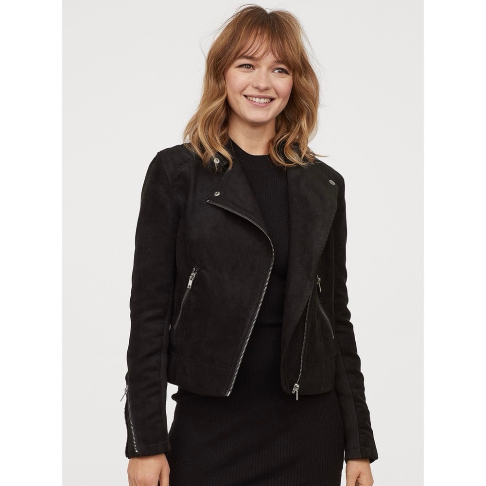 H&M FAUX SUEDE MOTO BIKER JACKET